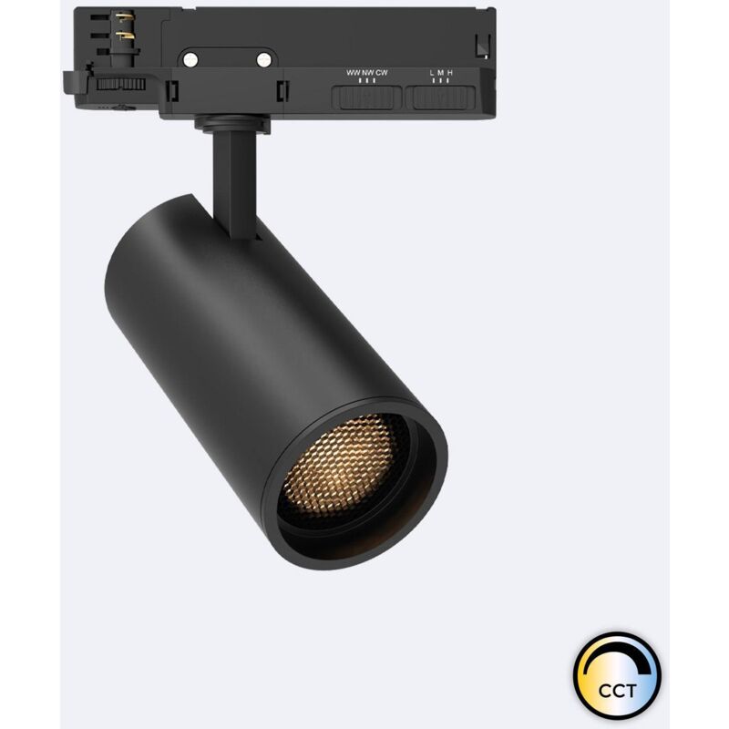 foto del prodotto faretto led fasano nero 20w anti abbagliamento regolabile cct per binario trifase 2700k 3200k 4000k selezionabile