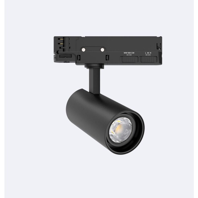 foto del prodotto faretto led fasano nero 20w regolabile per binario trifase bianco caldo 2700k
