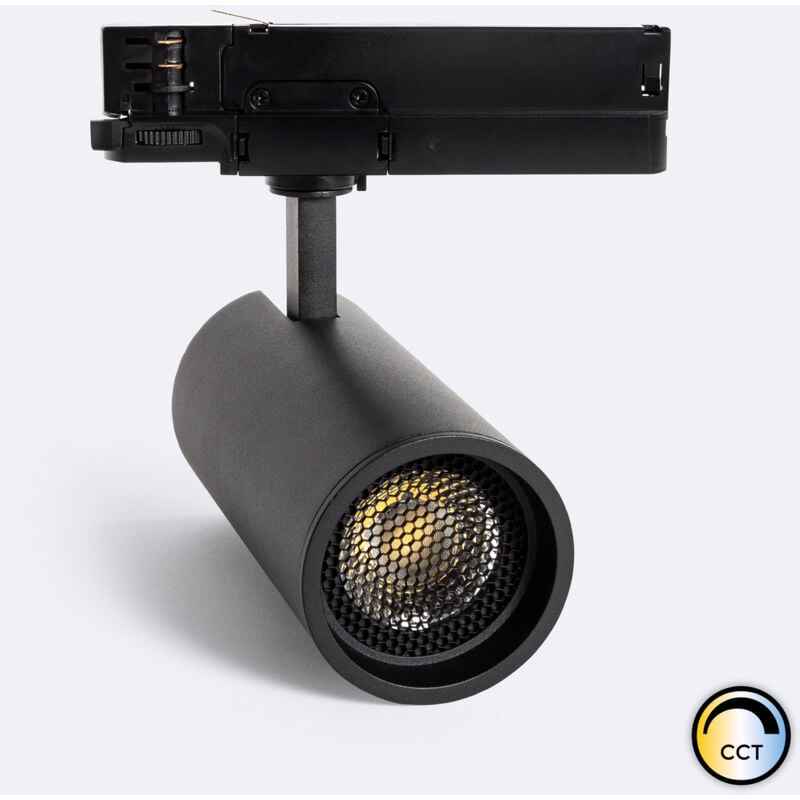 foto del prodotto faretto led fasano nero 30w anti abbagliamento regolabile cct per binario trifase 2700k 3200k 4000k selezionabile