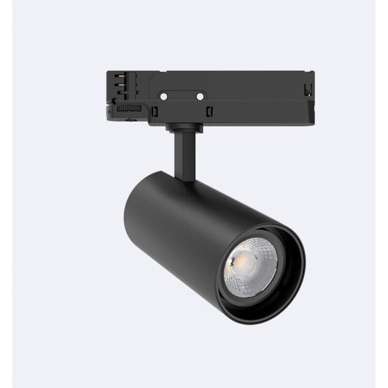 foto del prodotto faretto led fasano nero 30w regolabile dali no flicker per binario trifase bianco caldo 2700k