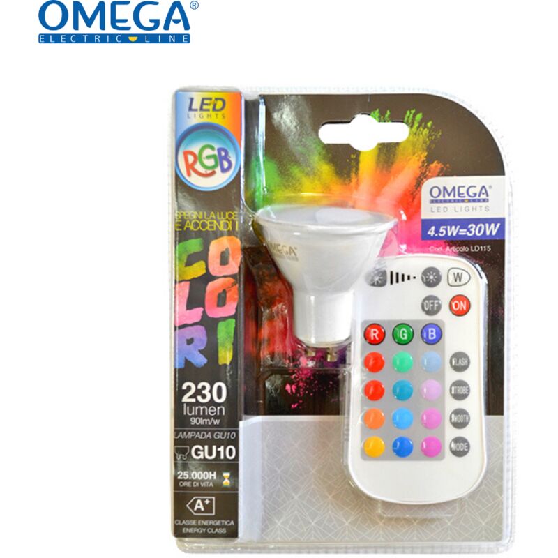 foto del prodotto faretto led gu10, rgb bianco incluso telecomando