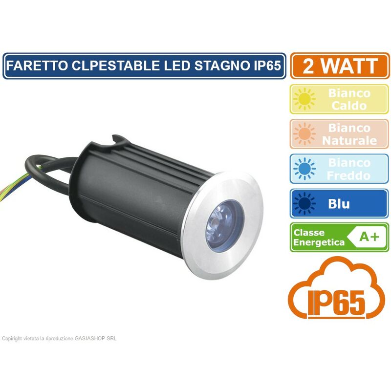 foto del prodotto faretto led incasso segnapasso calpestabile da interramento 2w ip65 luce calda fredda naturale blu colore luce bianco freddo