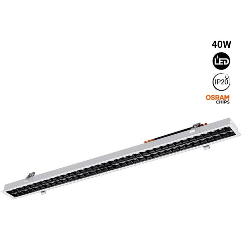 foto del prodotto faretto led lineare da incasso 40w chip osram 40w ugr18 bianco caldo