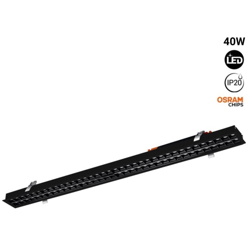 foto del prodotto faretto led lineare da incasso 40w chip osram 40w ugr18 bianco caldo