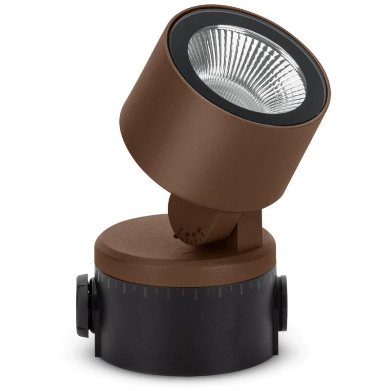 foto del prodotto faretto led orientabile lombardo noa 50 led, 9w, 750 lumen, luce bianca calda 3k, colore faretto corten, lom ll133003l3.
