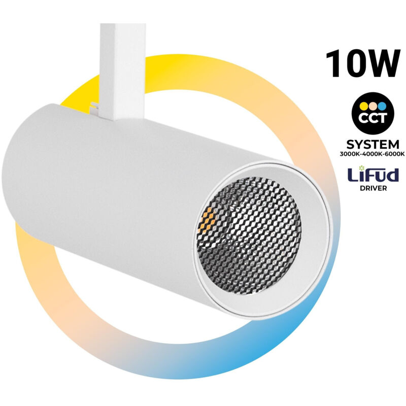 foto del prodotto faretto led per binario trifase 10w cct cri90 860 lm