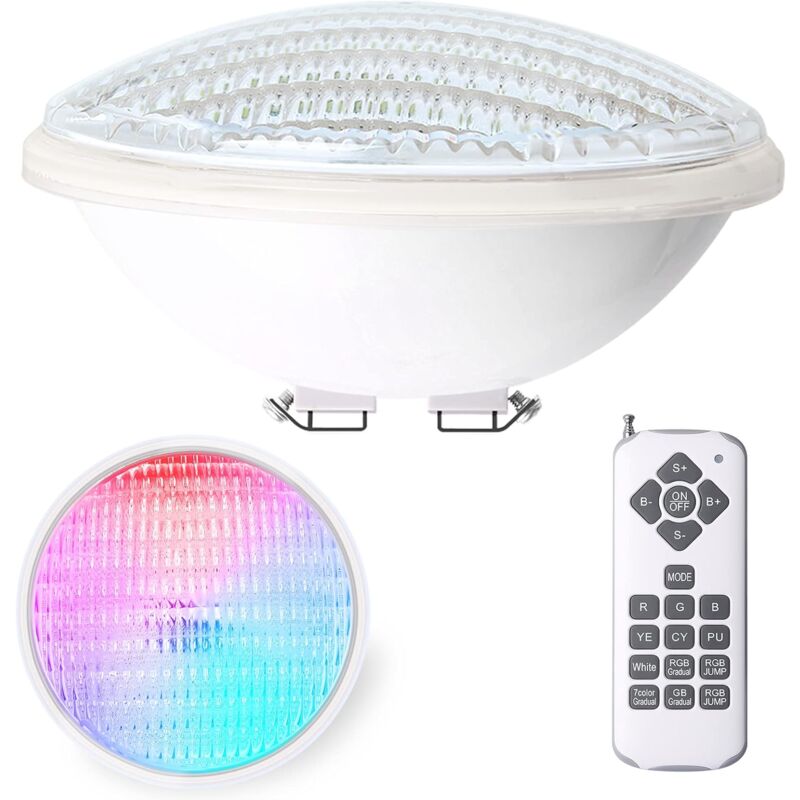 immagine 0 del prodotto faretto led per piscina da 36 w, ip68, rgb, sommergibile, 12 v cc ca, con telecomando, 7 colori regolabili, 12 modalit di illuminazione classe