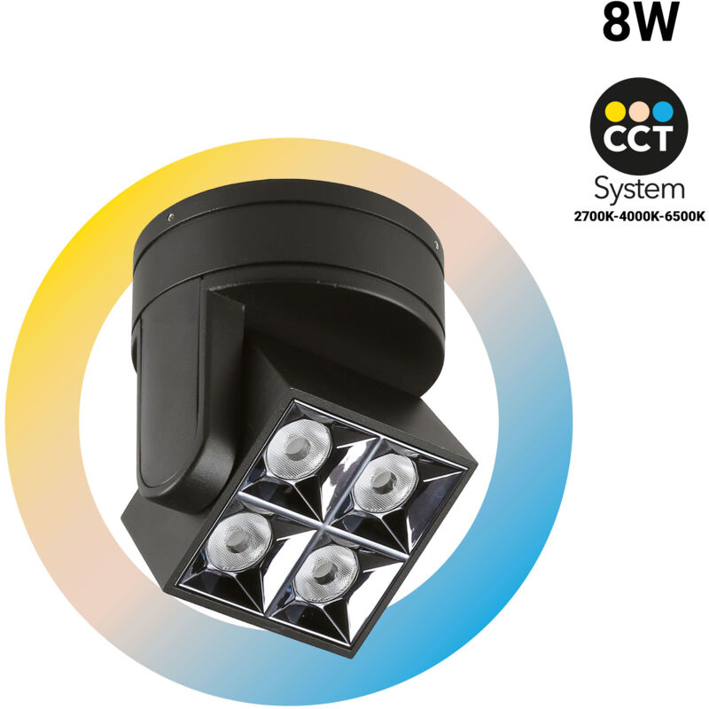 foto del prodotto faretto led quadrato orientabile 8w da soffitto cct ugr18 