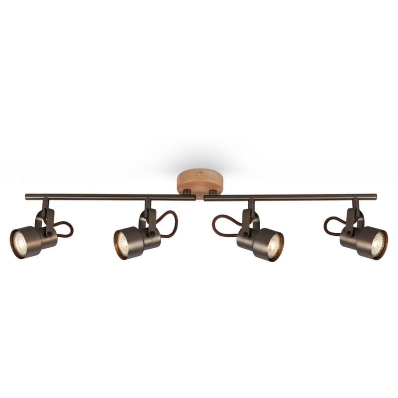 foto del prodotto faretto led retr orientabile gu10 5 w grigio antico metallo legno briloner
