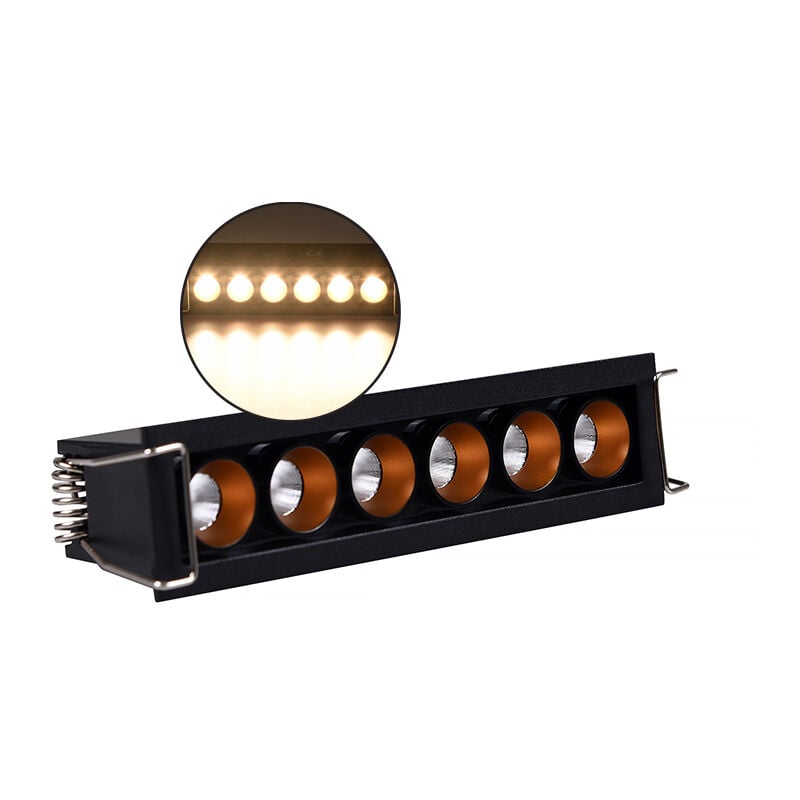 foto del prodotto faretto led rettangolare nero da incasso 11w luce calda per controsoffitti illuminazione con alta efficienza energetica e design moderno