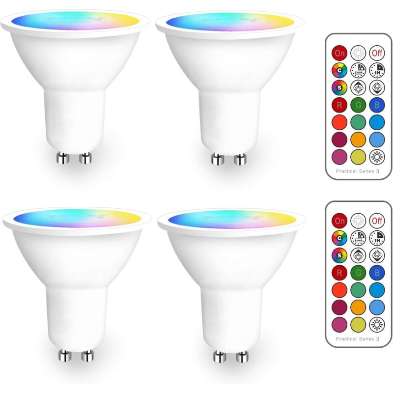 foto del prodotto faretto led rgb gu10 che cambia colore, lampadine led rgbw dimmerabili con telecomando a infrarossi, faretti led bianco caldo 2700k 6500k 