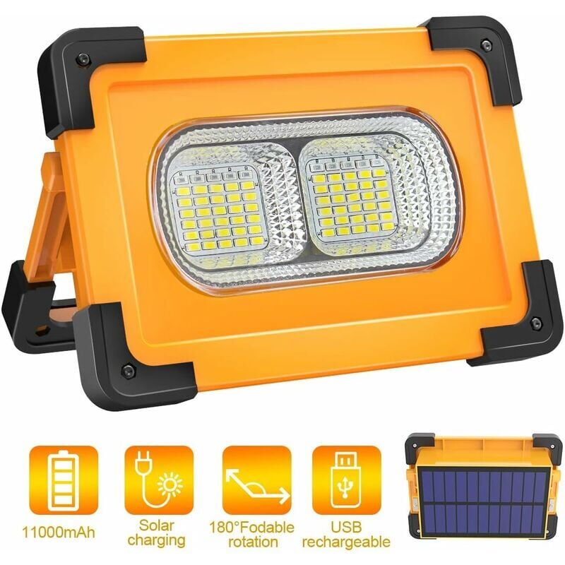 foto del prodotto faretto led ricaricabile da 100 w pannello solare portatile, 4 modalit super luminose, batteria da 10000 mah campeggio, fai da te 