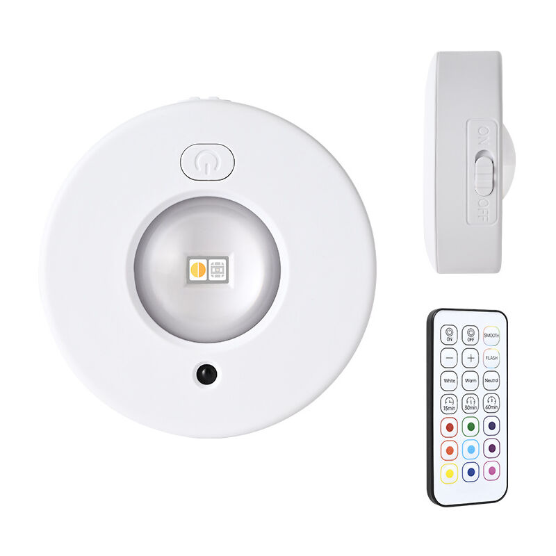 foto del prodotto faretto led ricaricabile tramite usb, luce notturna senza fili per cucina, scale, armadio, lampada colorata, 12 colori dimmerabili, con telecomandi,