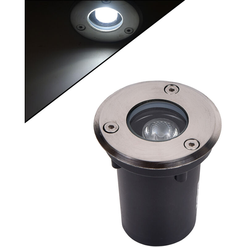 foto del prodotto faretto led segnapasso calpestabile da 1w luce fredda 6500k ideale per viali giardini e ambienti esterni con grado di protezione ip65