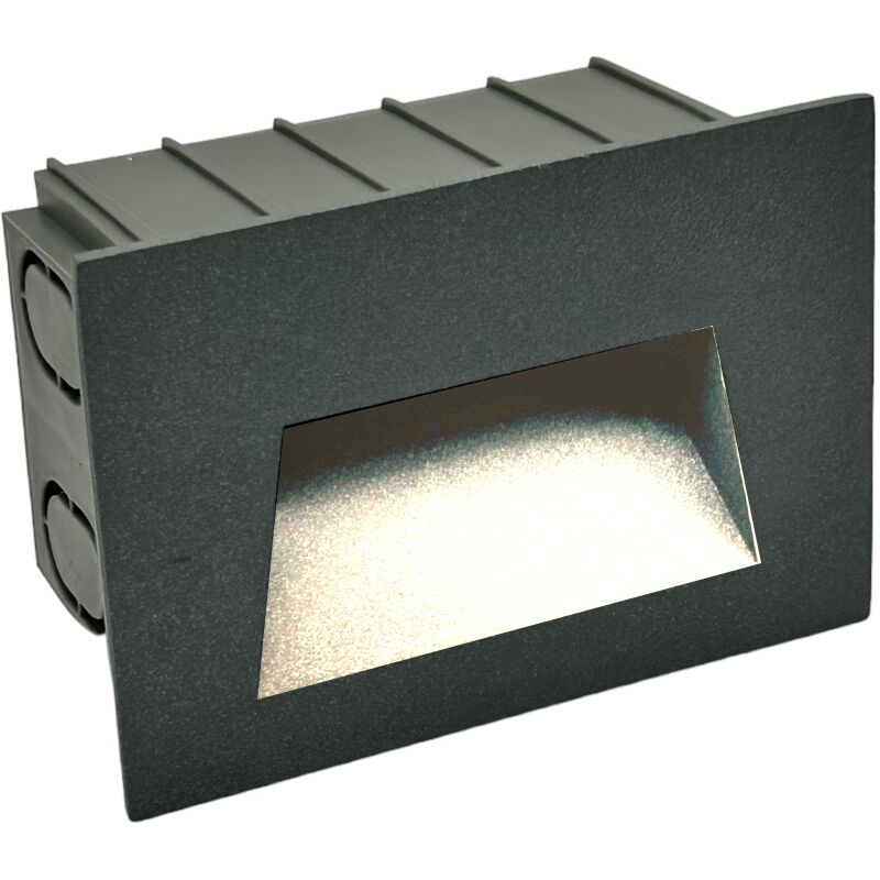 foto del prodotto faretto led segnapasso da esterno e interni ip65 cct switch luce calda bianca naturale scale viali giardino grigio 5w