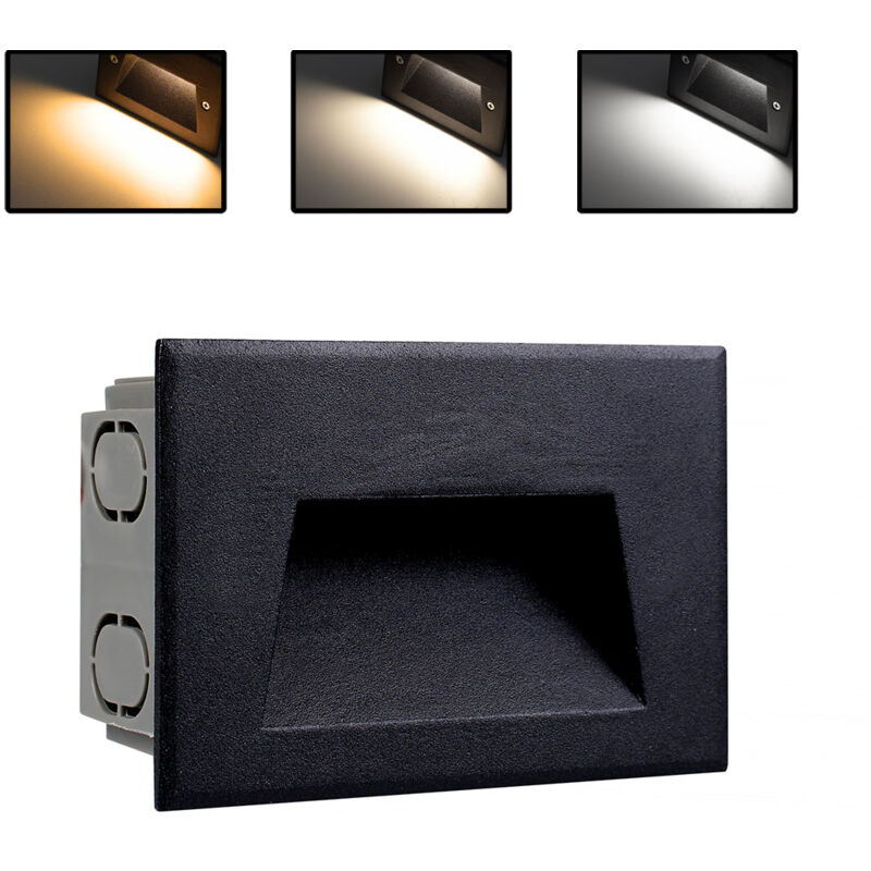 foto del prodotto faretto led segnapasso da incasso ip65 5w nero con cct switch illuminazione efficiente per scale viali giardini e terrazzi