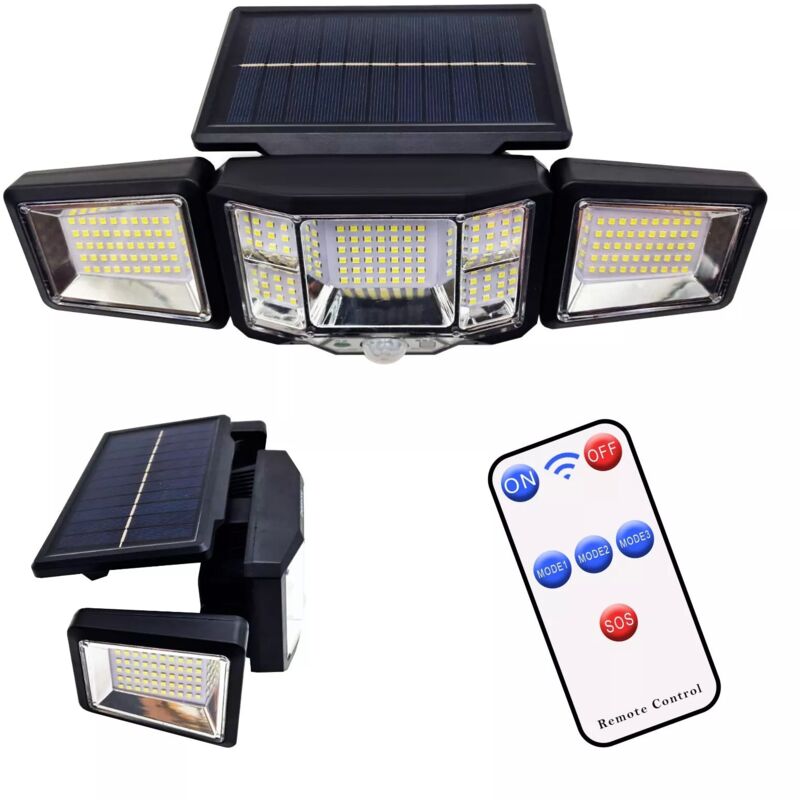 foto del prodotto faretto led solare da esterno con sensore di movimento, luce impermeabile, pannello solare, installazione facile, ideale per giardini e cortili maka