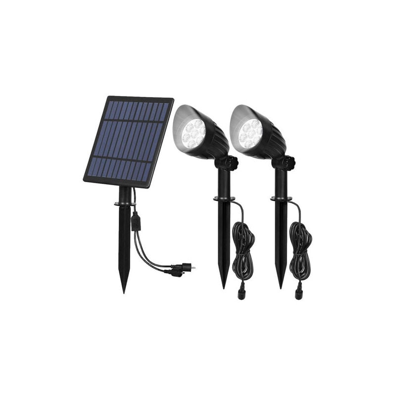 foto del prodotto faretto led solare da giardino con potente pannello solare da 5w, lampada solare da esterno 6000k bianco caldo ip66 per illuminazione vialetti,