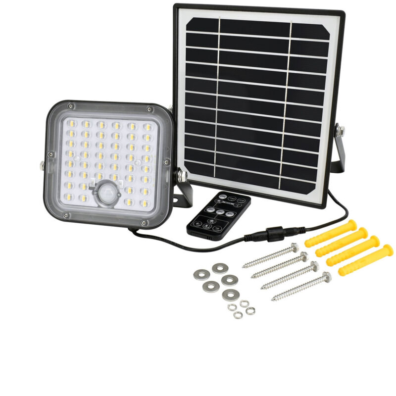 foto del prodotto faretto led solare solpar 10w 1500lm 4000k ip65 nero rilevatore pir