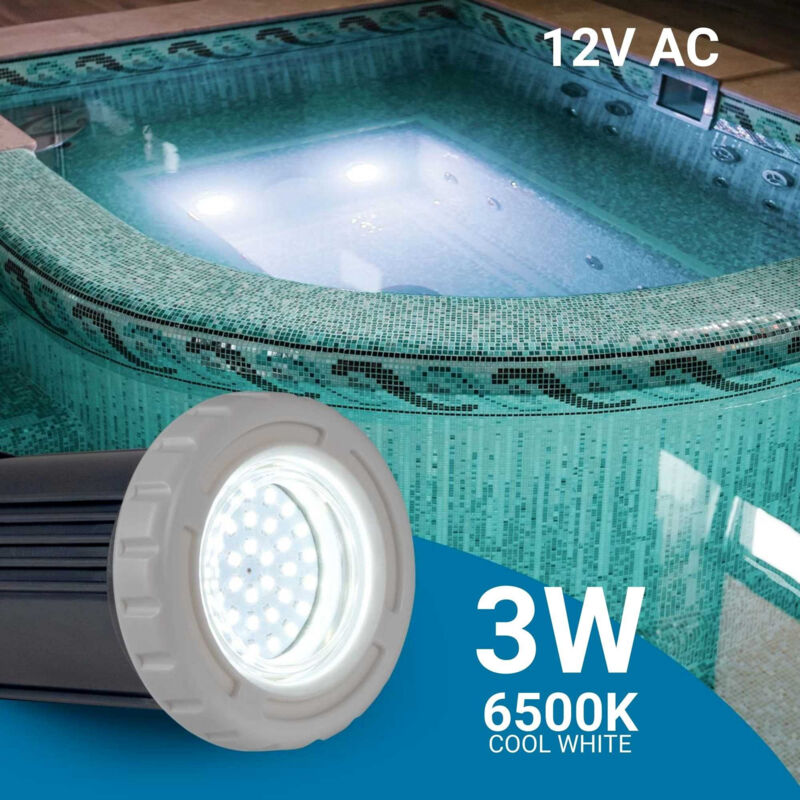 foto del prodotto faretto led sommergibile per piscina 12v ac 3w ip68 94mm bianco freddo