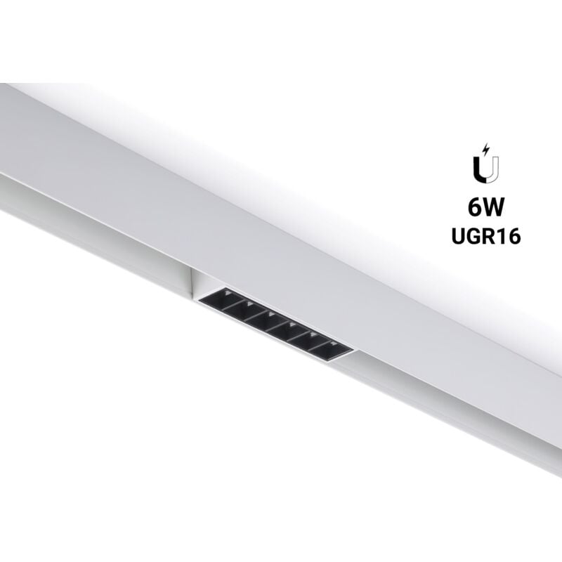foto del prodotto faretto lineare led a binario magnetico 48v 6w ugr 16 bianco caldo