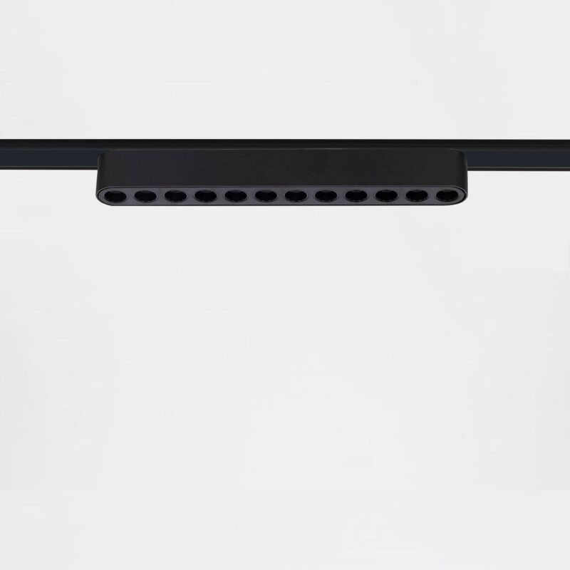 foto del prodotto faretto lineare led binario magnetico 25mm superslim 12w 48v nero grid 222mm bianco caldo 2700k