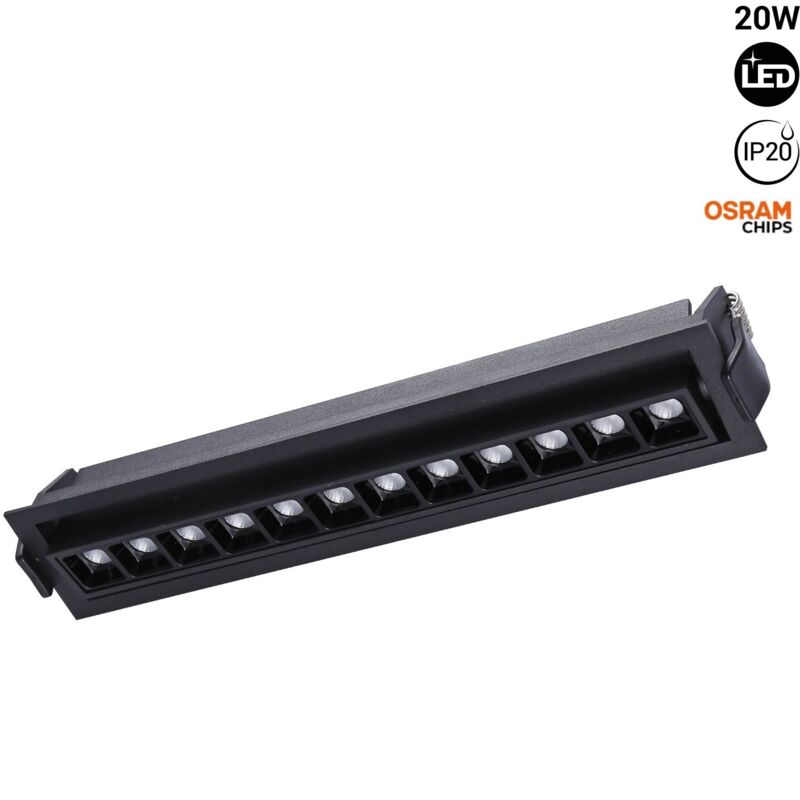 foto del prodotto faretto lineare led da incasso 20w orientabile ugr18 cri90 bianco caldo