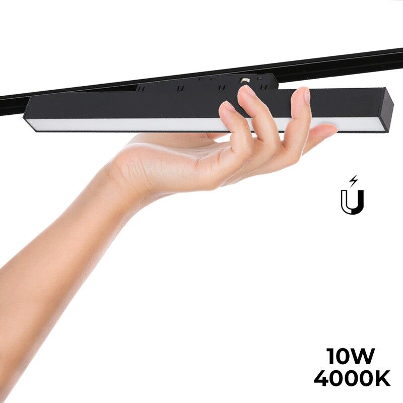 foto del prodotto faretto lineare led opalino a binario magnetico 48v 10w nero bianco neutro