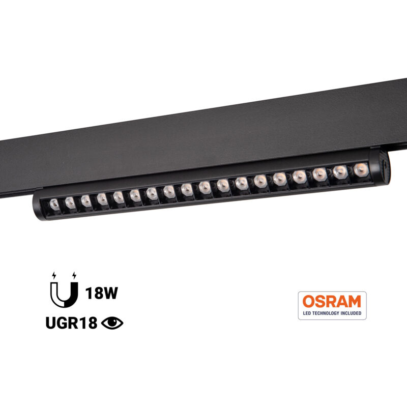 foto del prodotto faretto lineare orientabile per binario magnetico 48v 18w 