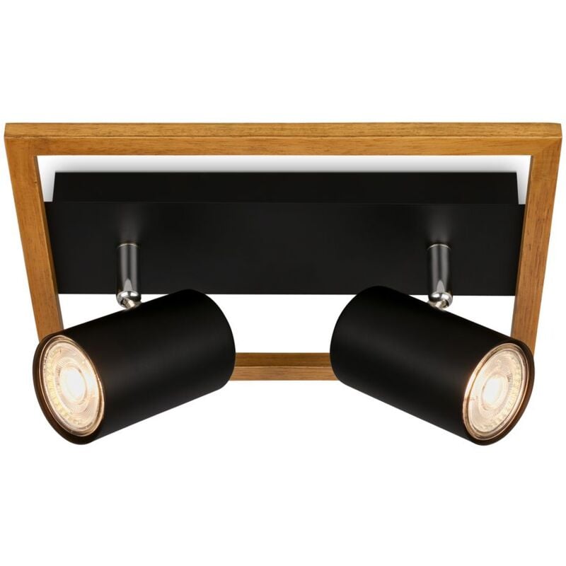 foto del prodotto faretto, nero, con legno, escl. 2xgu10 max. 9w