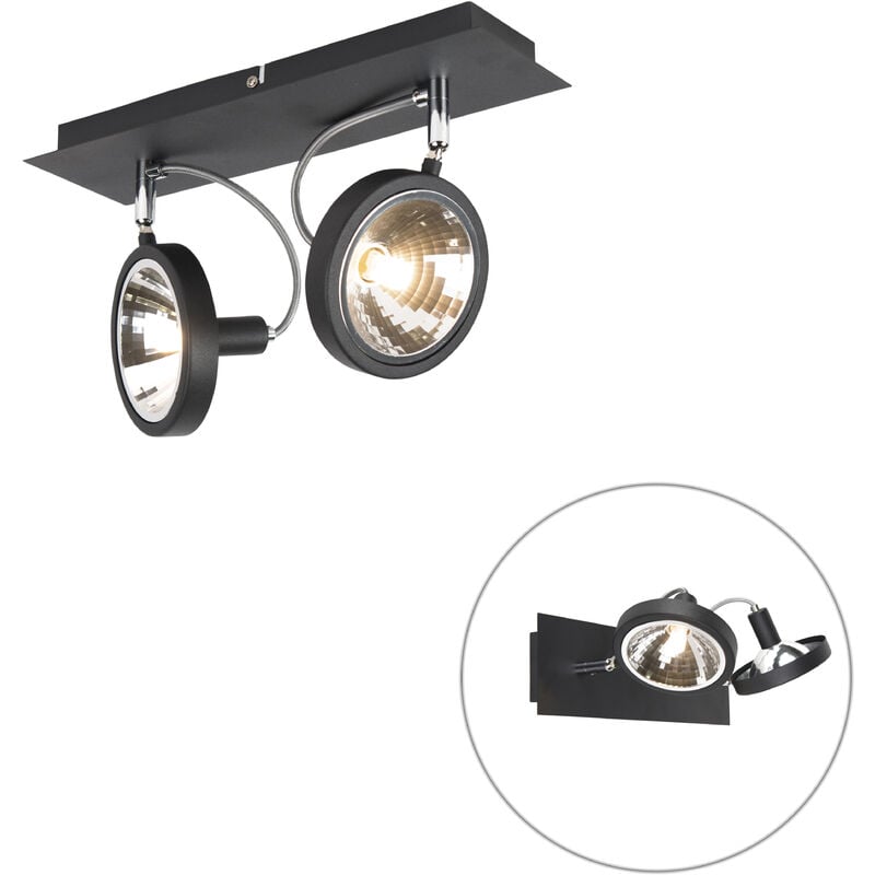 foto del prodotto faretto nox moderno alluminio nero allungato max. 2 x watt qazqa