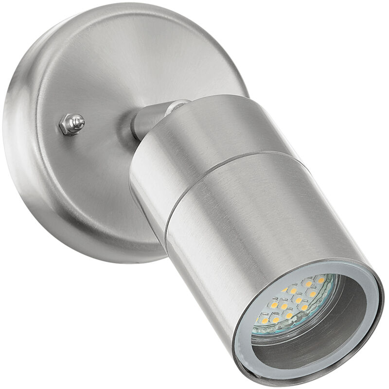 foto del prodotto faretto orientabile esterno stockholm 1 acciaio argento vetro bianco led