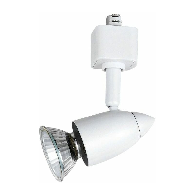 foto del prodotto faretto orientabile len gu10 in alluminio bianco per binario cristalrecord 63 361 50 100