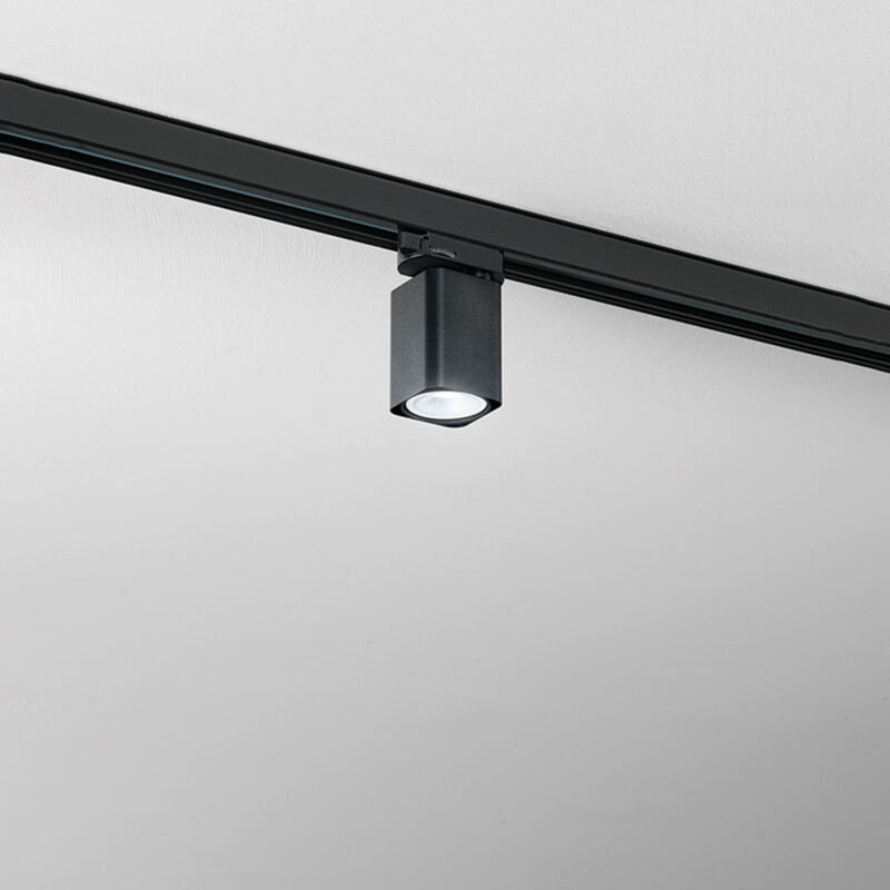 foto del prodotto faretto per binario alluminio nero 1 luce gu10