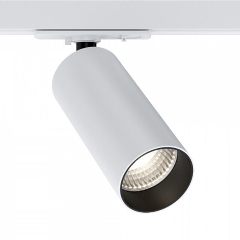 foto del prodotto faretto per binario focus led clip moderno alluminio bianco e nero 1 luce
