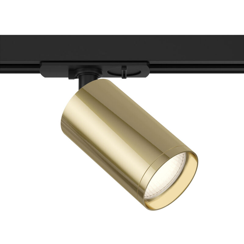 foto del prodotto faretto per binario moderno focus s alluminio oro e nero 1 luce