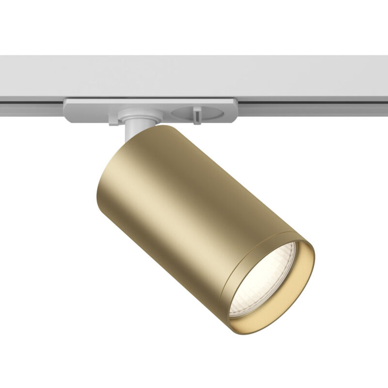 foto del prodotto faretto per binario moderno focus s alluminio oro opaco e bianco 1 luce