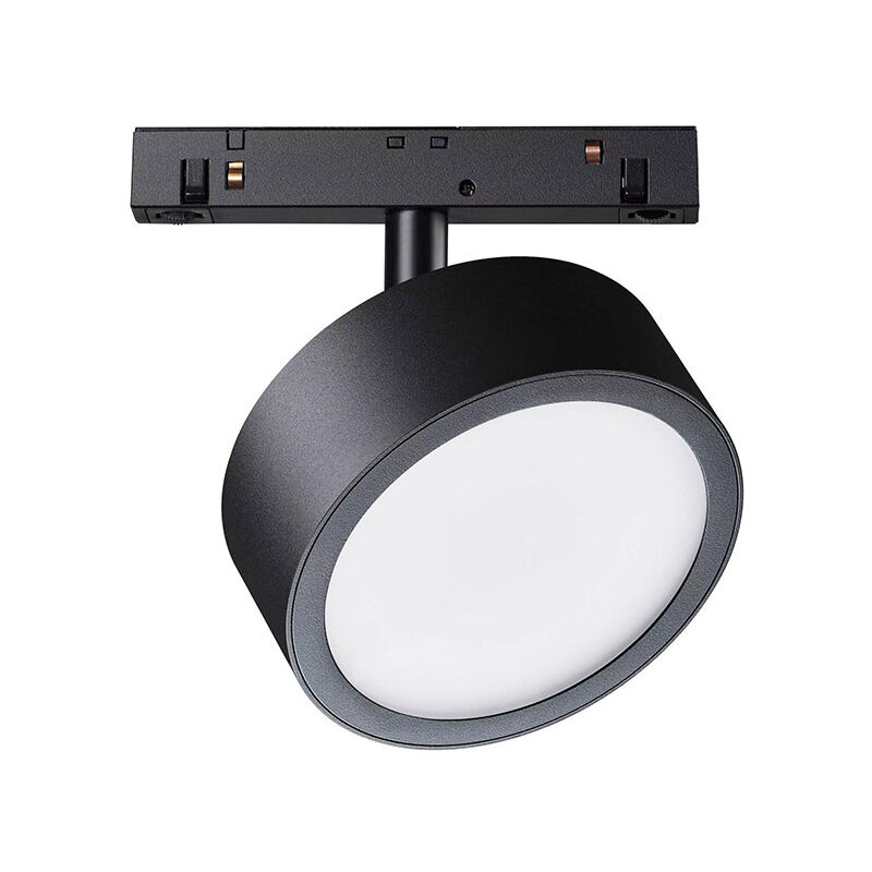foto del prodotto faretto per binario moderno rado alluminio nero luce calda