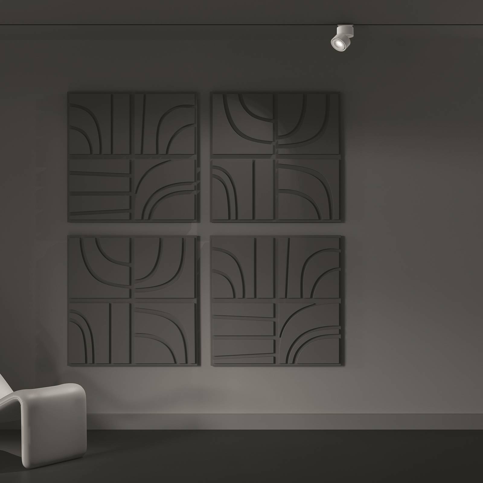 foto del prodotto faretto per binario orientabile yin in metallo bianco 1 luce dimmerabile