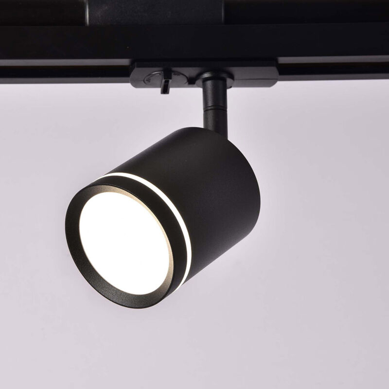 foto del prodotto faretto per binario orlo moderno alluminio nero 1 luce calda