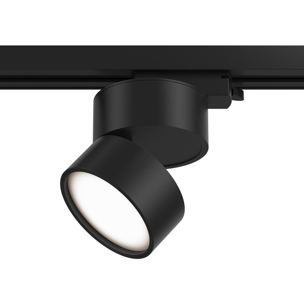 foto del prodotto faretto per binario tondo orientabile onda in metallo 12w nero 1 luce calda