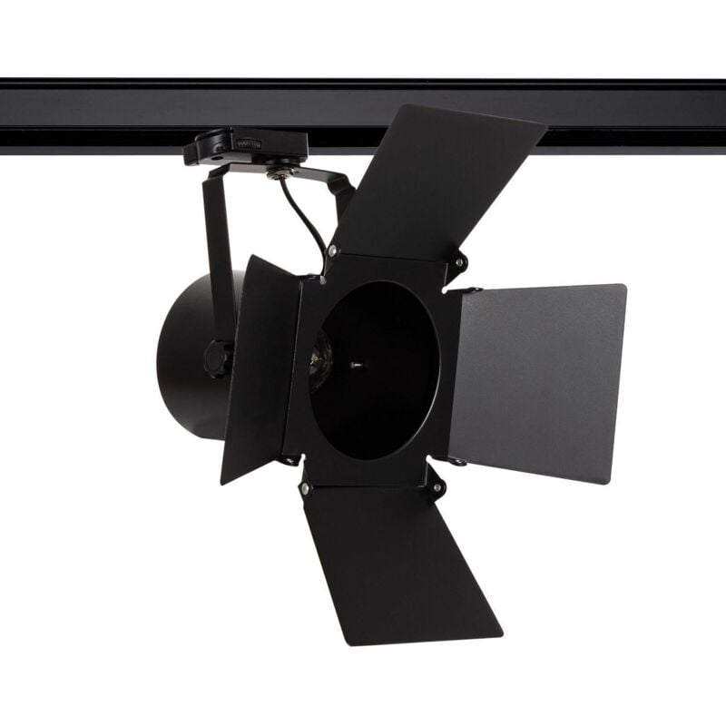 foto del prodotto faretto portalampada binario trifase cinema per lampadine e27 par30 nero