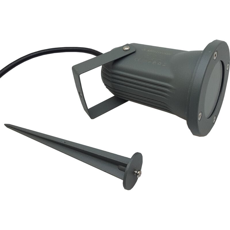 foto del prodotto faretto portalampada orientabile con picchetto da giardino per lampadine gu10 ip65 - grigio