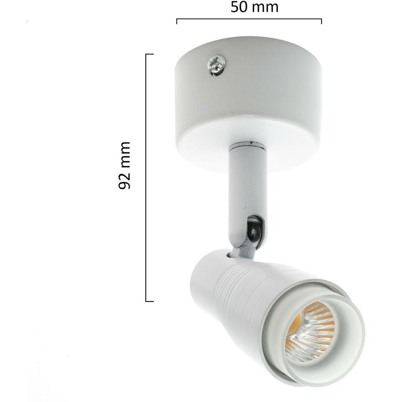 foto del prodotto faretto proiettore led 3w spot orientabile bianco luce vetrina soffitto negozio fredda bianca 6500k