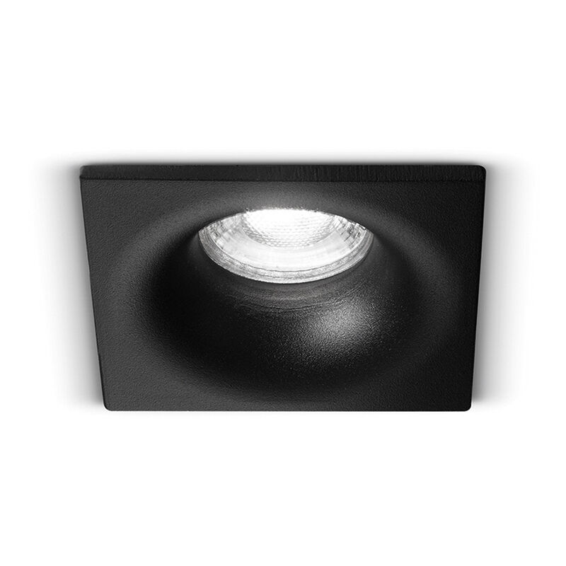foto del prodotto faretto quadrato incasso moderno oasis alluminio nero 1 luce gu10