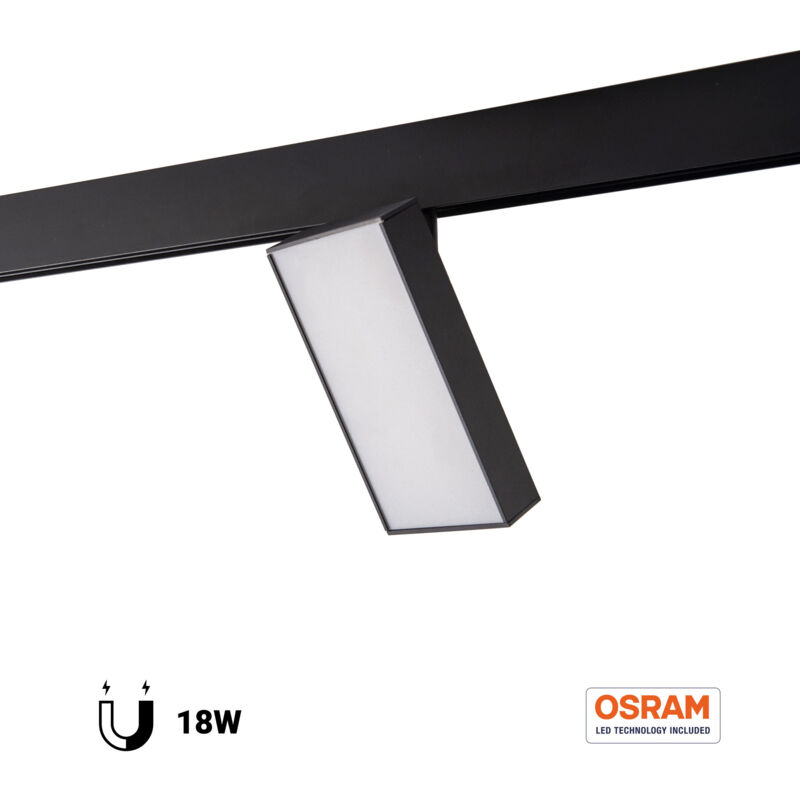 foto del prodotto faretto quadrato led per binario magnetico 48v 18w cri90 