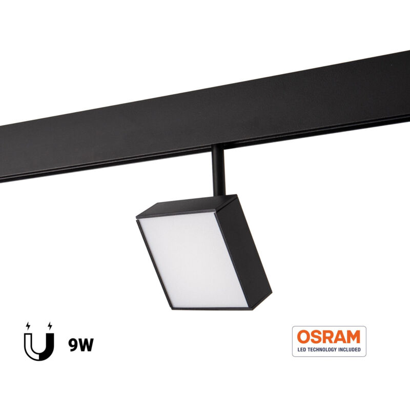 foto del prodotto faretto quadrato led per binario magnetico 48v 9w cri90 