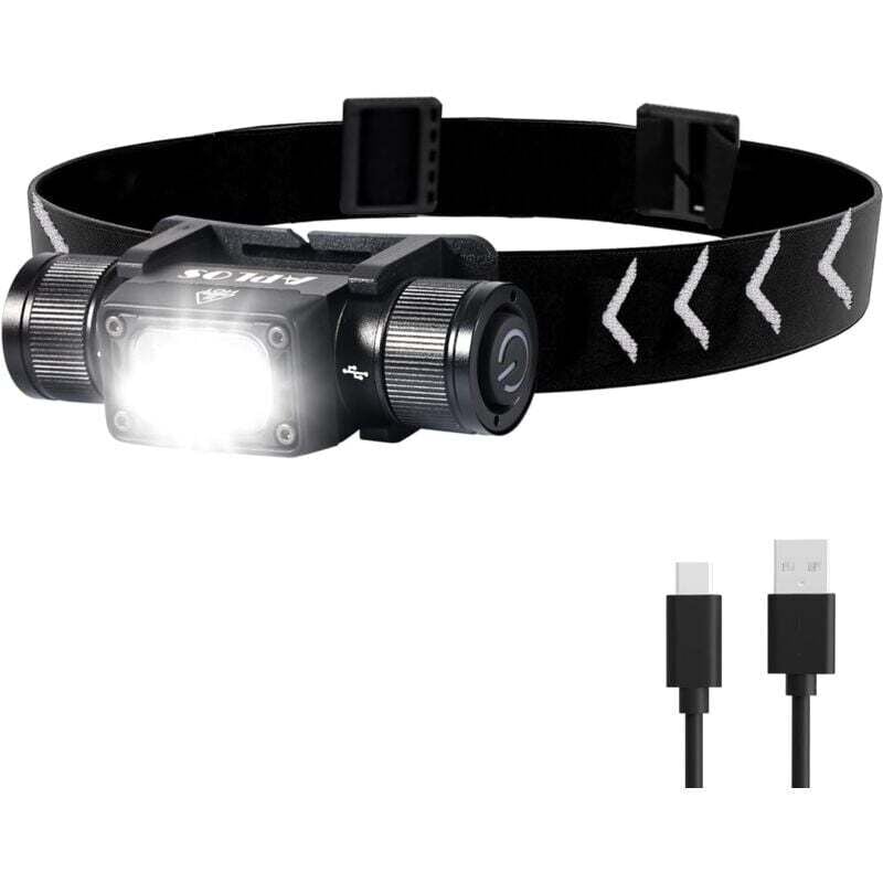 foto del prodotto faretto ricaricabile h340 con bruciatore per testa luminosa da 1500 lumen e base girevole a 180 , faretto led super luminoso con modalità luce rossa