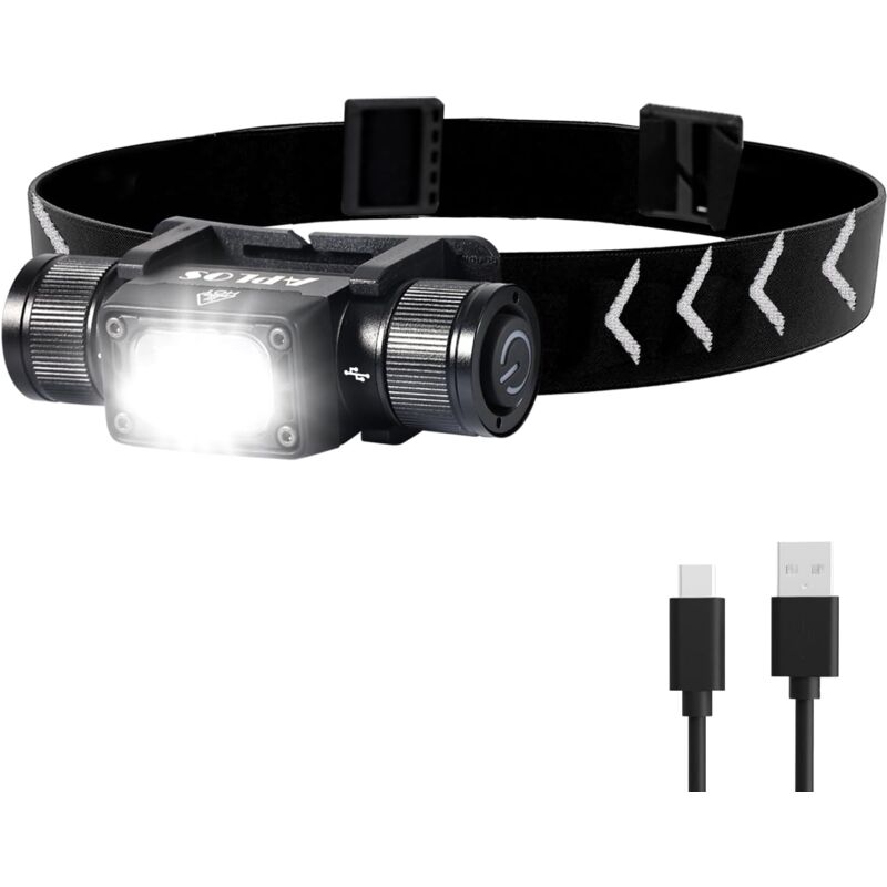 foto del prodotto faretto ricaricabile h340 con bruciatore per testa luminosa da 1500 lumen e base girevole a 180 , faretto led super luminoso con modalit luce rossa