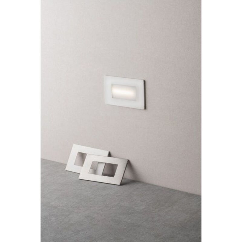 foto del prodotto faretto segnapasso led 3w incasso 350lm scatola 503 3 in 1 luce calda fredda naturale cct doppia placca bianca nikel ip65